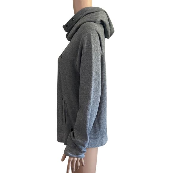 Hurley Hoodie Womens Small Gray Logo Pullover Sweatshirt Funnel Neck Long Sleeve - Picture 11 of 13